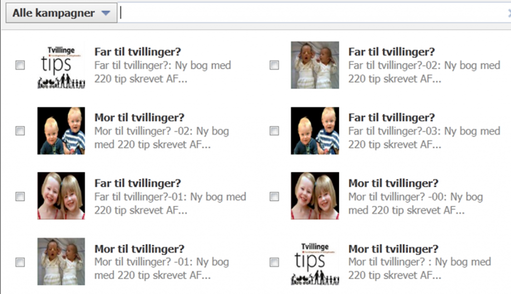 annonceoversigt over tvillingetips på facebook annonceoversigt over tvillingetips på facebook